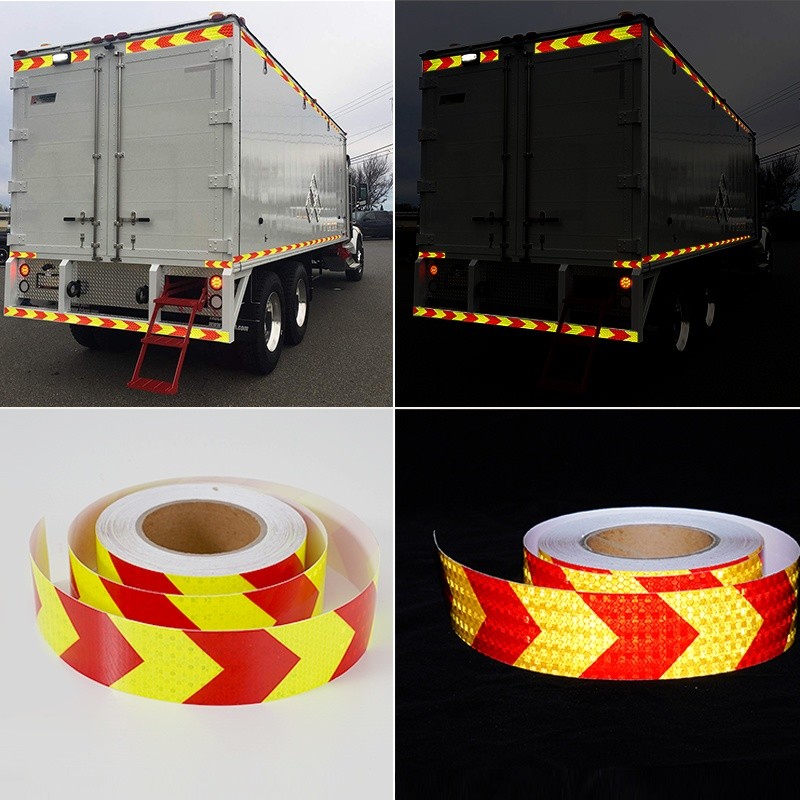 Strong Viscosity Arrow Reflective Warning Tape Yellow Red For Vehicles