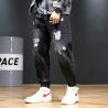 Buy cheap Customized Logo Polyester Haren Nine Point Pants Loose Dark Blue Jeans from wholesalers