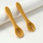 Custom Silicone Forks And Spoons , Silicone Baby Food Set For Toddler Weaning