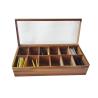 Buy cheap Adjustable Flat Chest 12 Compartments Wooden Tea Bag Storage Box Glass Top from wholesalers