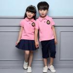 Summer Cotton Fabric Kindergarten Primary School Uniform / Kid Pink Polo Shirts