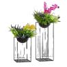 Buy cheap Rectangular stainless steel material golden stand flower pot decoration for wedding from wholesalers