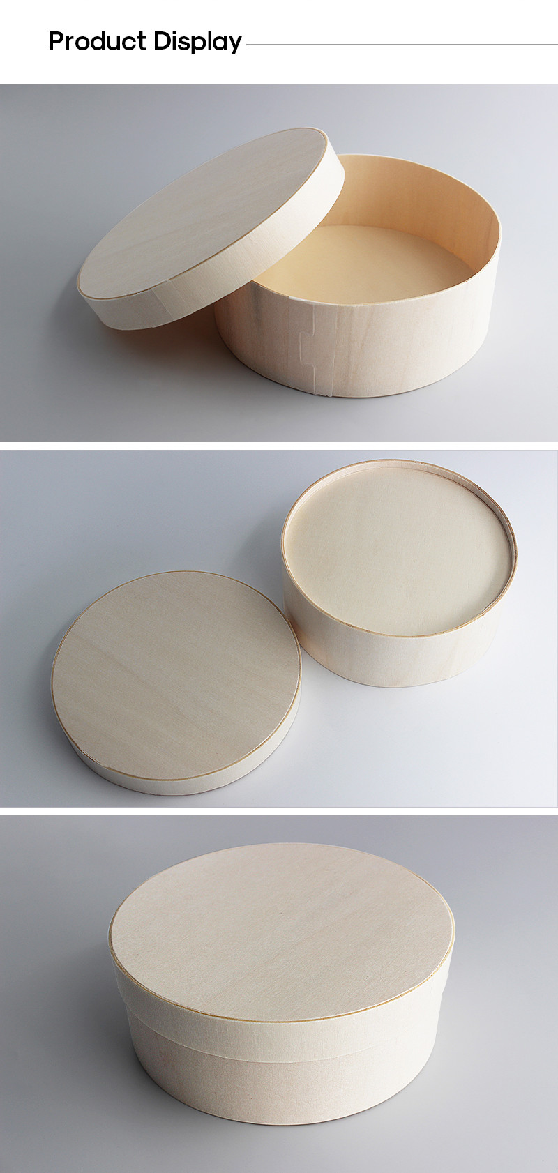 Brie Cheese Round Food Delivery Packaging 110mm To 165mm Poplar Wood Veneer