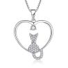 Buy cheap YASVITTI Heart Cat Necklace 925 Sterling Silver Cubic Zirconia Platinum Plated Cat Necklace Jewelry Wholesale Factory from wholesalers