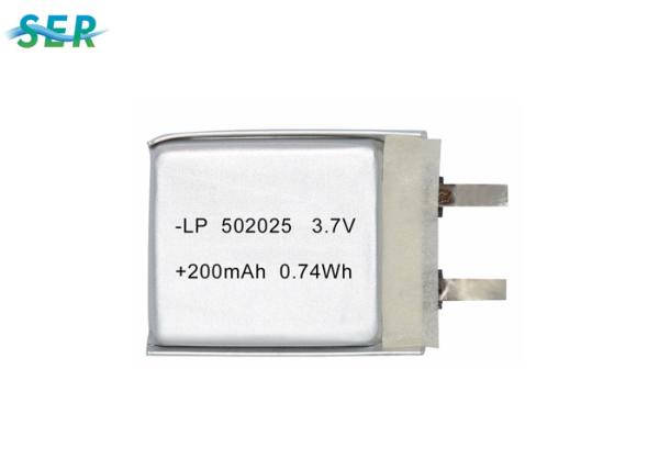 Buy cheap Small Lithium Ion Polymer Battery 502025 3.7V , Lithium Polymer Cells 210mAh from wholesalers