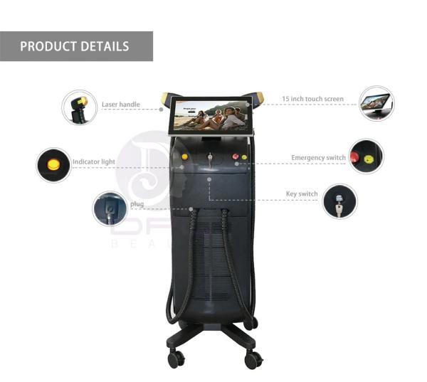 Good quality Ipl 755 808 1064Nm Diode Laser Hair Removal Machine Shrinks Pores