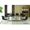 Buy cheap 2700mm Length Black Extendable Glass Dining Table Dt-0905 With Stainless Steel Frame from wholesalers