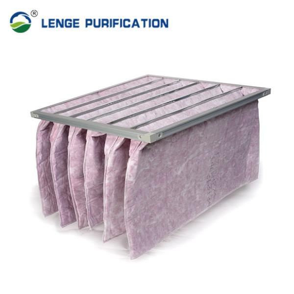 Buy cheap M6 80 % Galvanized Steel Bag Medium Filter With Pink PP Nonwovens from wholesalers