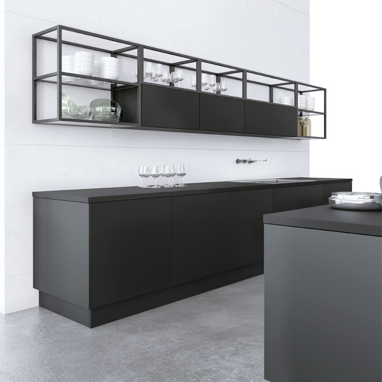 White Wooden L Shape Modular Kitchen Cabinets With Island