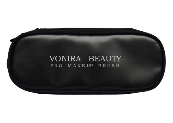 Professional Double Zippers Makeup Brush Bag Large Capacity Black Cosmetics