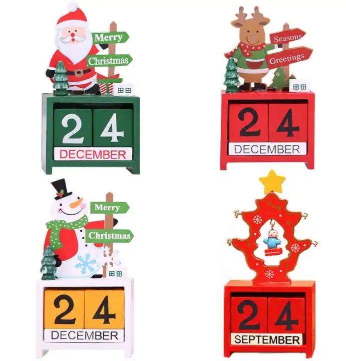 DIY Digital Calendar Wooden Christmas Tree Tabletop Decoration