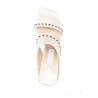 Buy cheap White Lambskin Ladies Block Heel Sandals Metallic Dome Rubber Outsole from wholesalers