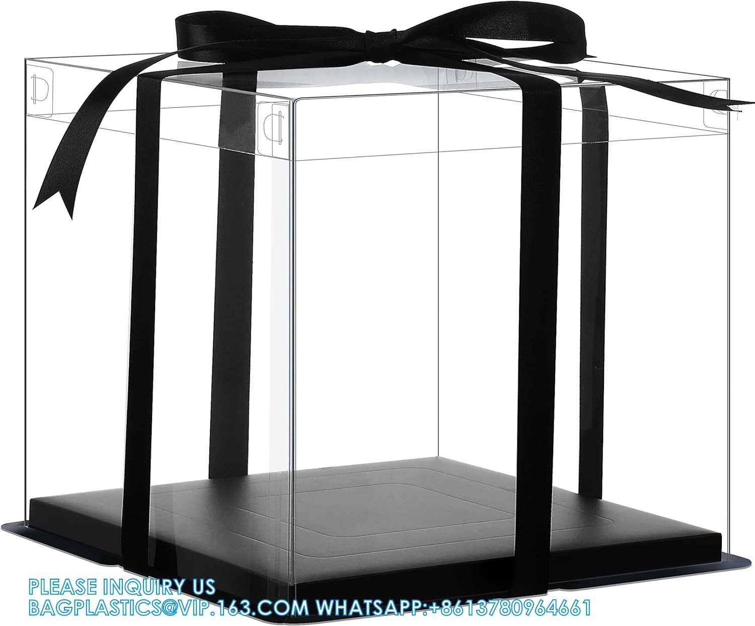 Clear Plastic Gift Boxes Bakery Boxes With Base, Lid & Ribbon Cakes, Pastries, Cookies, Cupcakes & Party