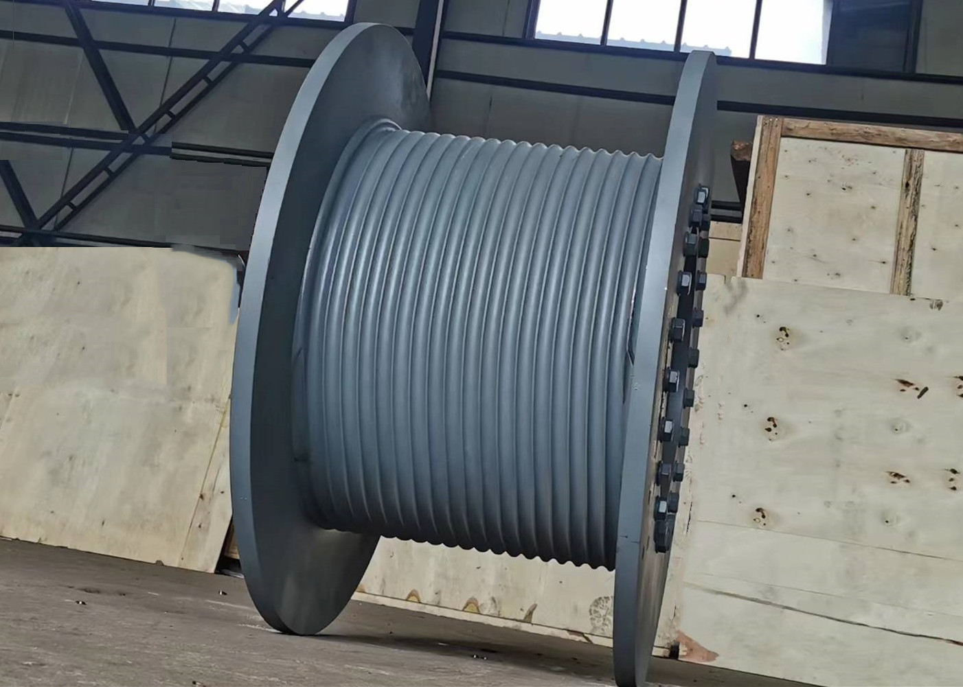 Tower Crane Winch Drum With Lebus Grooved For Spooling Wire Rope
