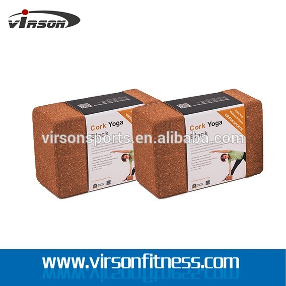 Ningbo natural wooden ECO cork yoga block for exercise with logo