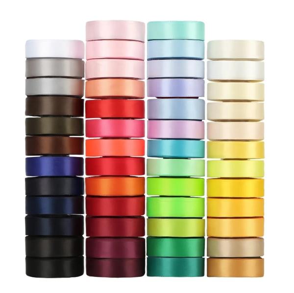 Buy cheap 196 Color Rainbow Ribbon Single Double Face 100% Polyester Satin Wrap Ribbon Roll from wholesalers
