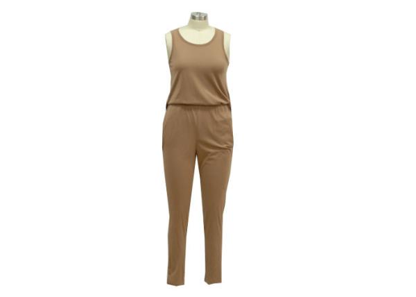 Buy cheap Comfortable Women'S Long Pant Romper , Jersey Casual Sleeveless Jumpsuit Round Neck from wholesalers