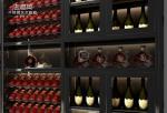 Stainless Steel Wine Cabinet With Black Glass Doors And Corner Storage