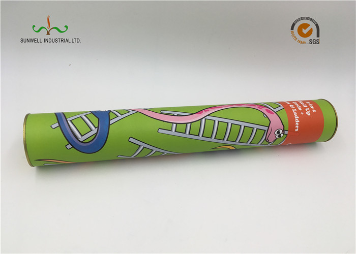 157G Art Paper Long Custom Cardboard Cylinder Tubes With Metal Tin Lid For Toy Packing
