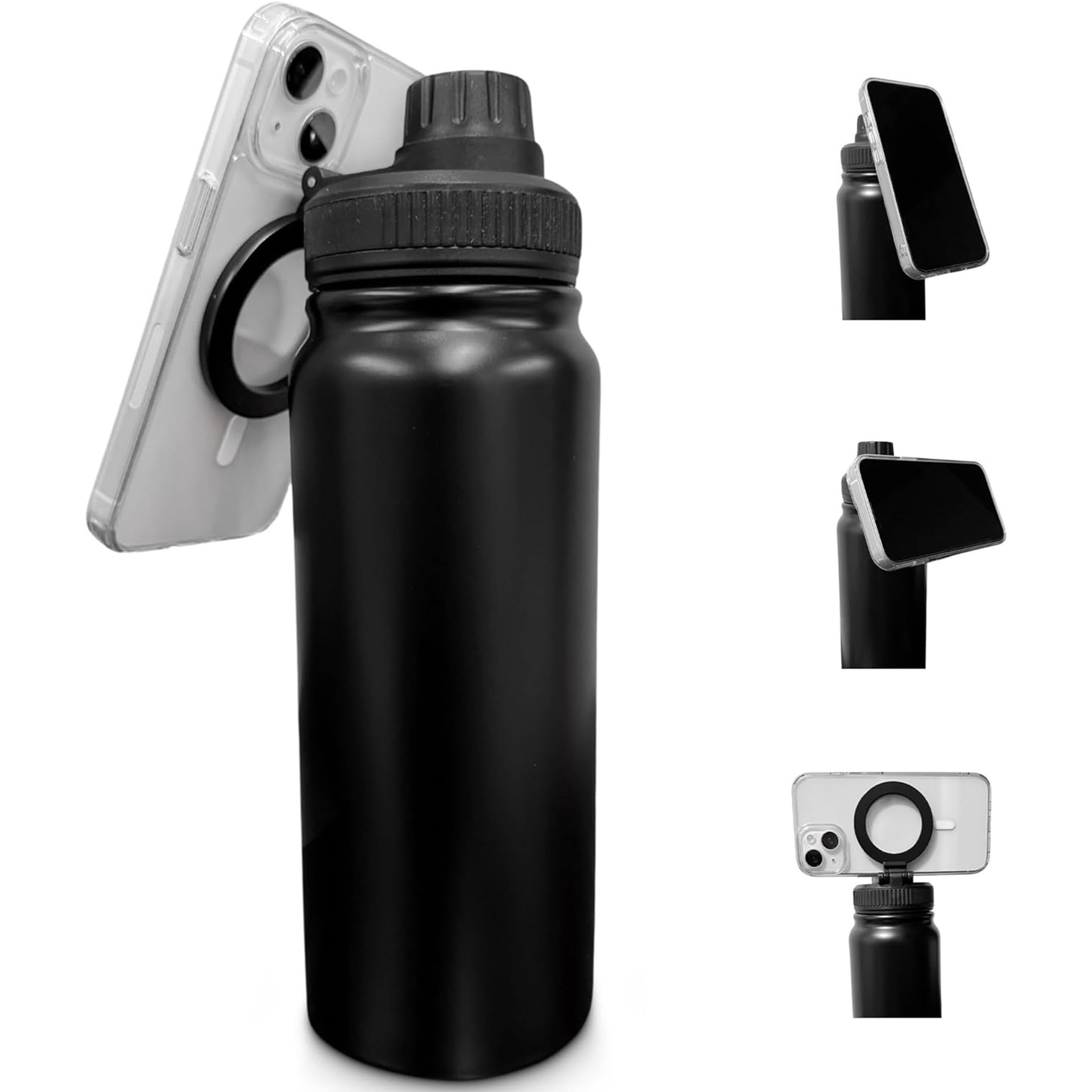 32oz Space Cup With Mobile Phone Magnetic Suction Cover, Stainless Steel Vacuum Wide Mouth Insulated Cup, Large Capacity