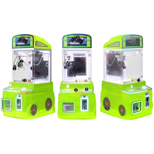 Display Screen-equipped Green Automatic Vending Machine Children's Arcade Game Mini Claw Machine