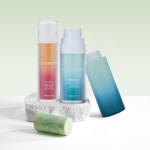 30/50ml Plastic Blue/Orange Frosted Cylindrical Bottle With White Lid For Empty