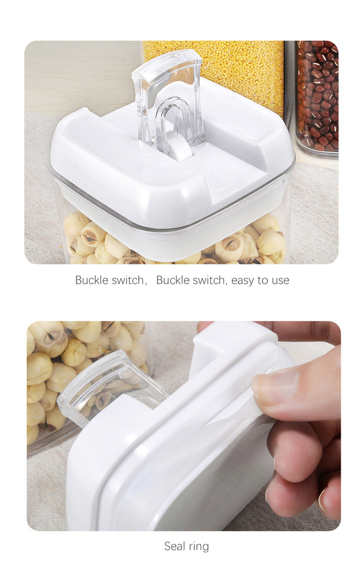 0.5L 0.8L 1.2L Sealed Food Containers PS PP ABS Plastic Kitchen Organizer