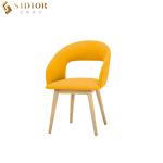 Solid Wood Leg Wedding Dining Chair Yellow Fabric Dining Chairs SGS Approved