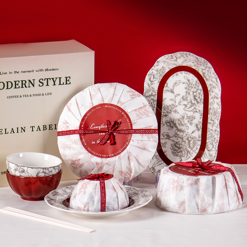 Mothers Day Porcelain Dinnerware Sets Under Glazed With Plant Pattern