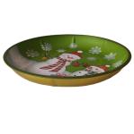 Vintage Round Tin Serving Tray Christmas Design Holiday Present Packaging
