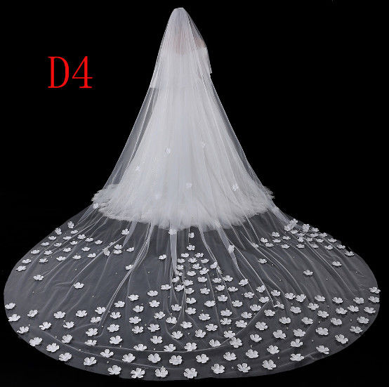 Long drag lace veil, Europe and the United States pure white bud silk yarn, around the shoulder of the beautiful long