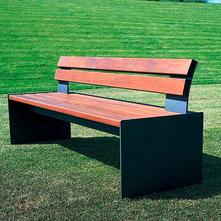 2020 New Design Metal Frame Wooden Seating Customized Park Bench Public Waiting Bench