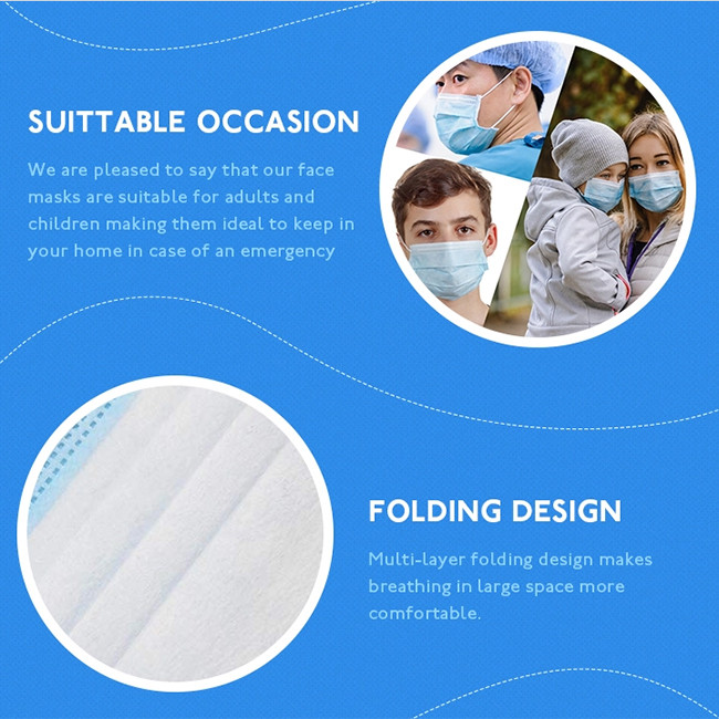 14.5x8cm 2 Ply Elastic Disposable Earloop Face Mask