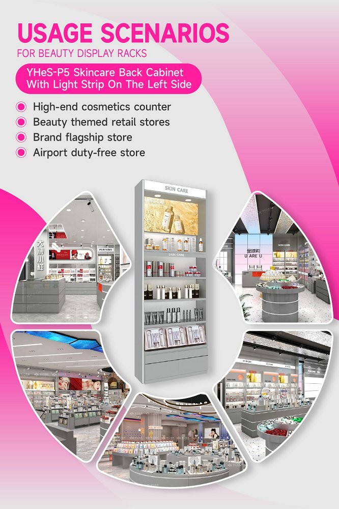 YHeS-P5 Multi-Level Lighting System Skincare Display Cabinet with LED Spotlights