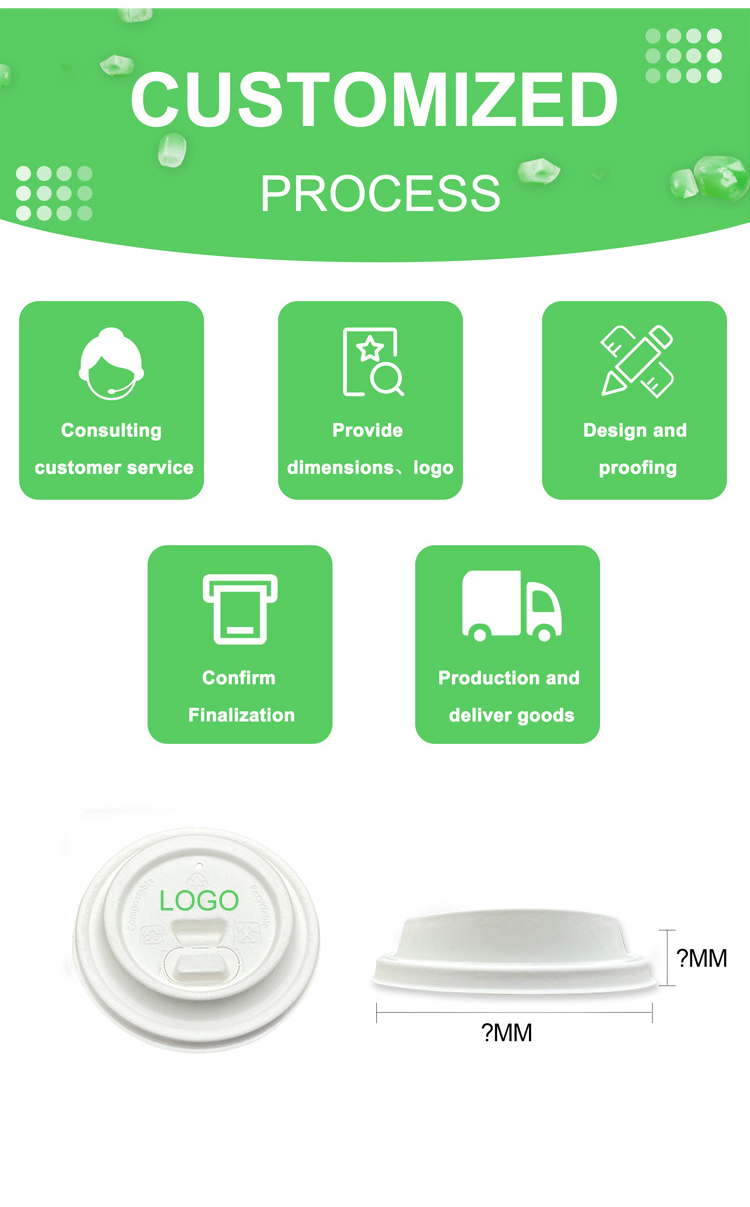Eco Friendly Sugarcane Fiber Pulp 90Mm Flat Paper Cup Lids Reusable For Ice Cream And Smoothie