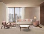 Premium Interior Coffee Side Table With Marble Top Curved Walnut Frame Legs