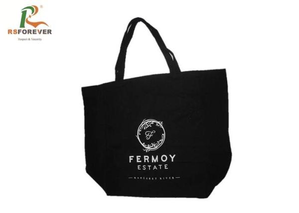 Buy cheap Eco Cotton Canvas Black Tote Shopper Bag Handled Style Customized Logo Printing from wholesalers