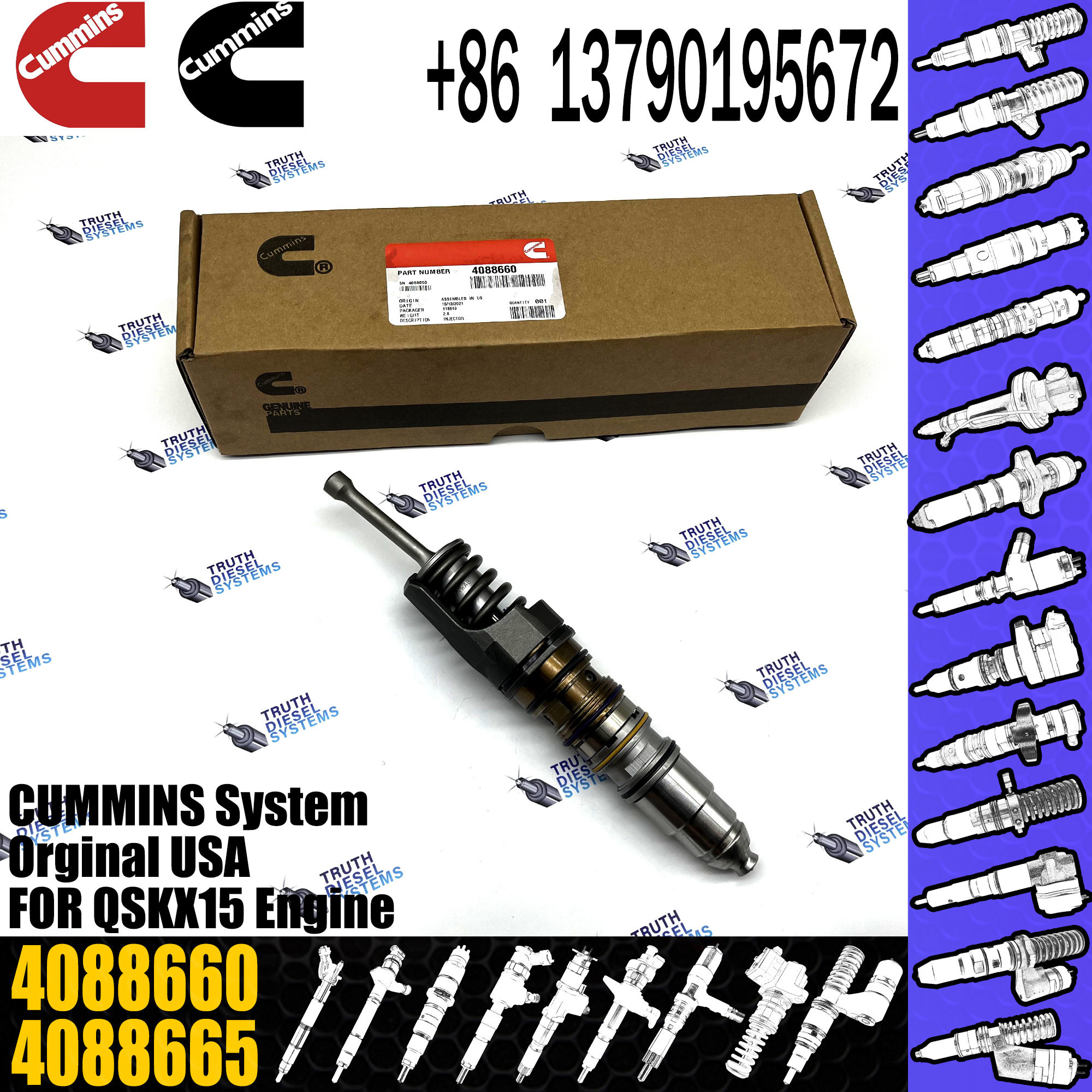 QSXK15 Diesel Engine Fuel Injector 4010346 Common Rail Fuel Injector 5708275 4088652 6433966 4088723 4062569