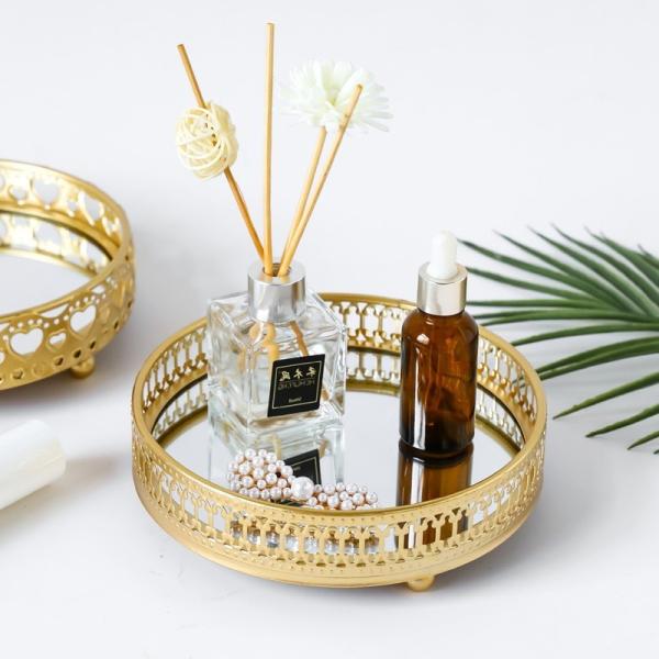 Buy cheap 770G Round Gold Mirror Tray , Electroplating Glass Mirror Tray from wholesalers