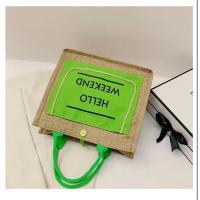 Buy cheap DIY Customized Fluorescent Green Shopping Bag Sublimation Blank Faux Burlap Tote product
