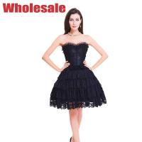 Buy cheap Women'S Lacing Corset Top Satin Floral Boned Overbust Body Shaper Bustier Dress product