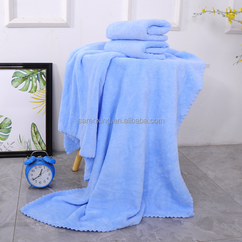 Customized Printing Designs Pure Cotton Bath Towel Three Piece Set in Rectangle Shape
