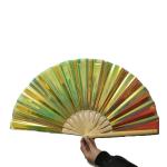 Plastic Iridescent Folding Fan 13 Inch 33cm Length Large Decorative Hand Fans