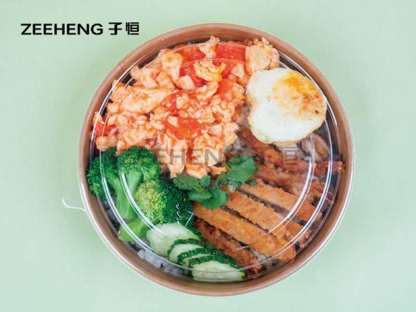 Buy cheap 1100ml PLA Kraft Disposable Salad Bowls With PET Lids from wholesalers