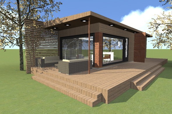 75mm Prefab Modular Homes / Prefabricated Shipping Containers Roof Customized Resort Center