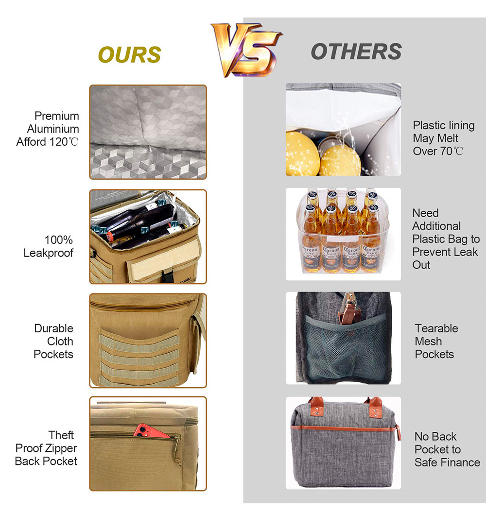 Men Nylon Thermal Cooler Tote With Adjustable Strap