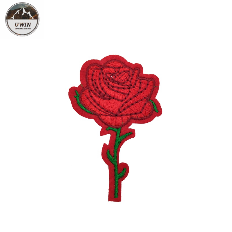 Washable Iron On Embroidered Flower Patches Customized Size With Heat Cut Border