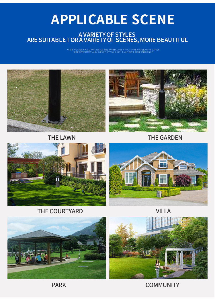 Aluminum Outdoor LED Garden Pole Lights E27 IP65 550mmx550mm