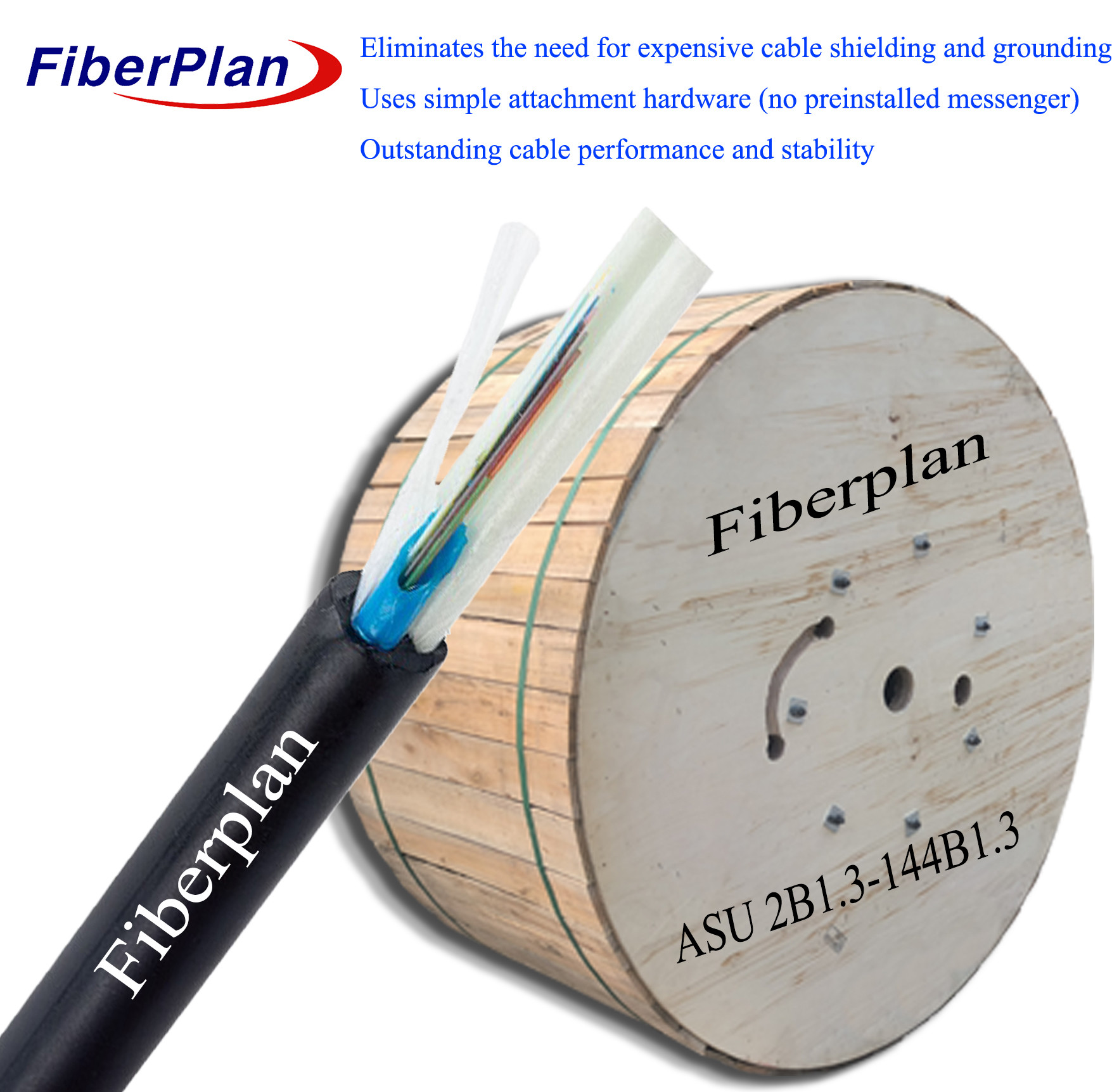 Outdoor Aerial Single Sheath Mini ADSS ASU Fiber Optic Cable For 50-150m Span