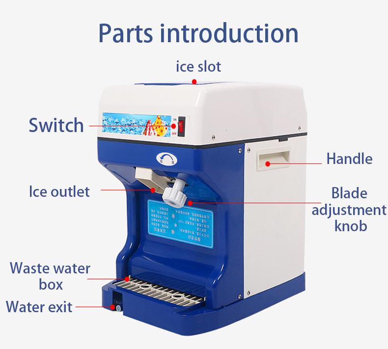 High Volume Shaved Ice Production Electric Ice Shaver with Ice Thickness Adjust